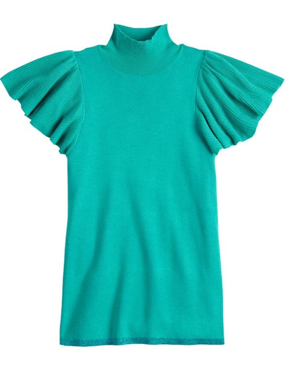 Women’s Turquoise Ruffled Sleeve Knit Top